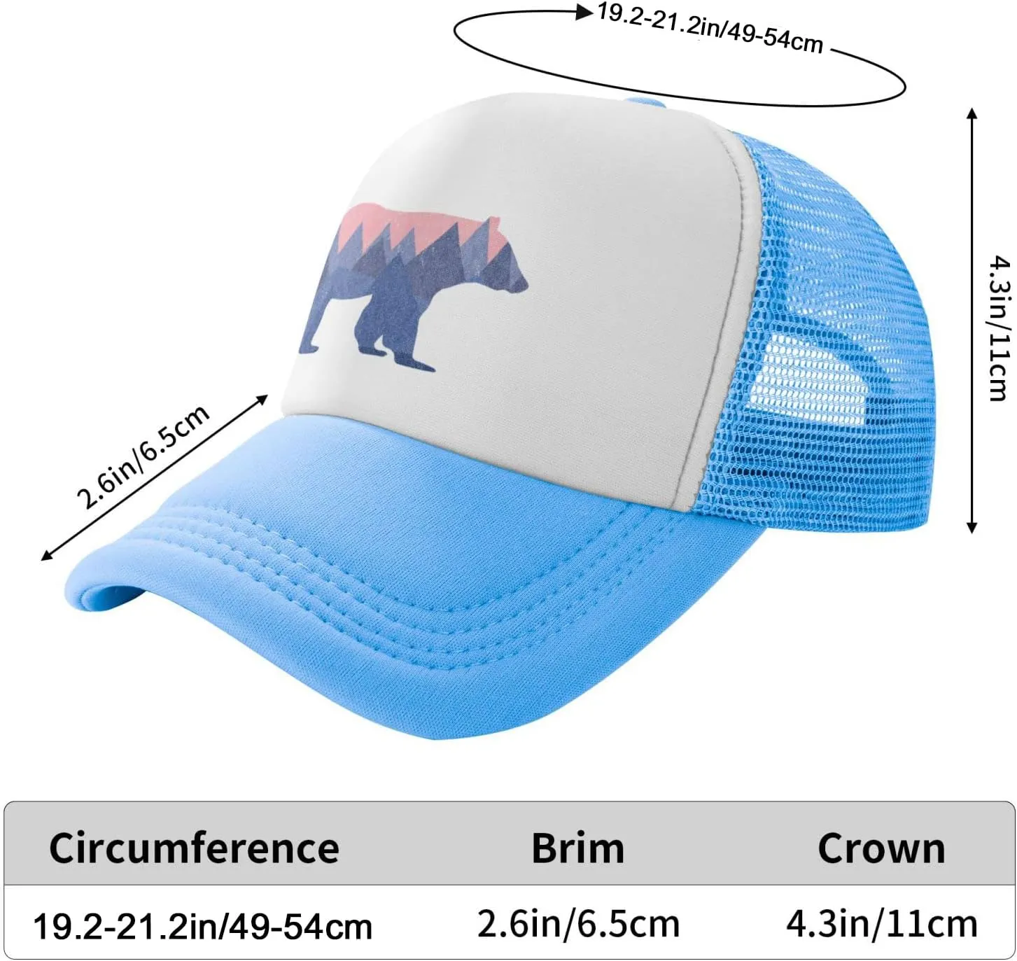 Toddler Trucker Hat, Snapback Bear Mountain Kids Mesh Baseball Cap for Boys and Girls 2-6 Year Old