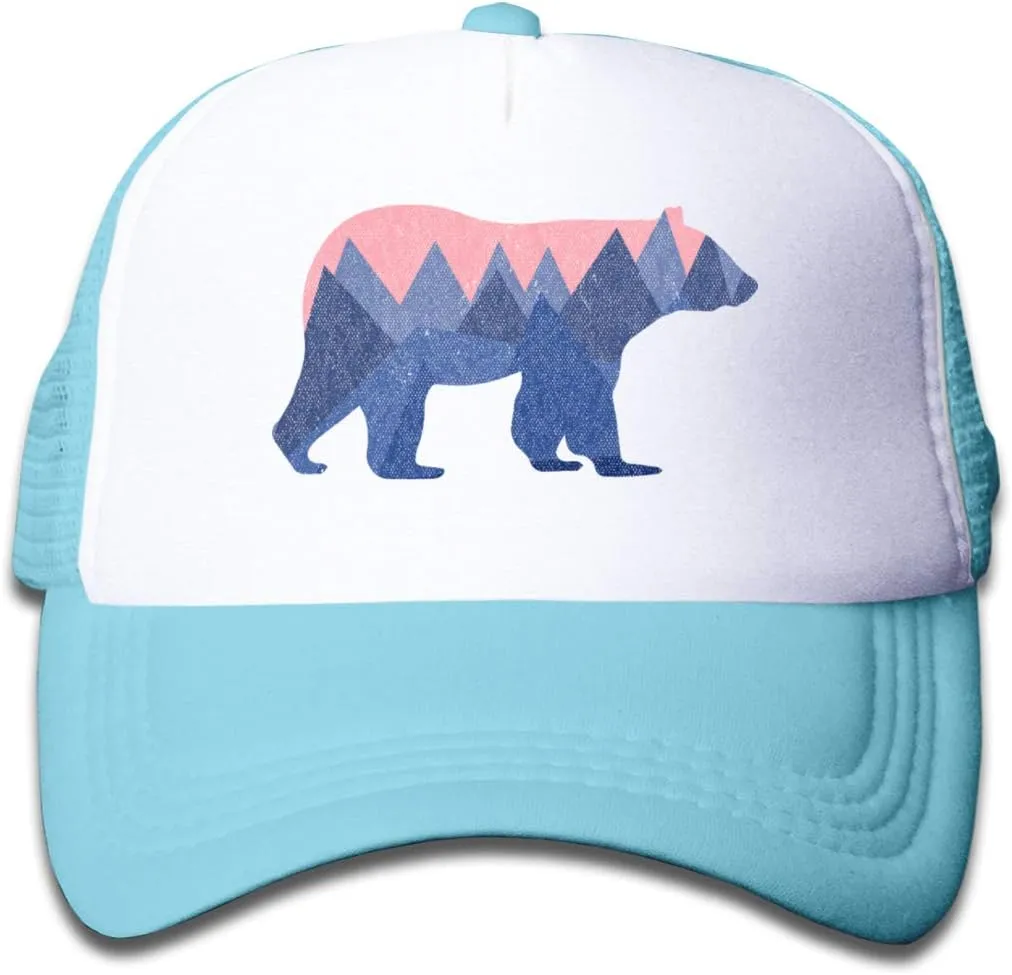 Toddler Trucker Hat, Snapback Bear Mountain Kids Mesh Baseball Cap for Boys and Girls 2-6 Year Old