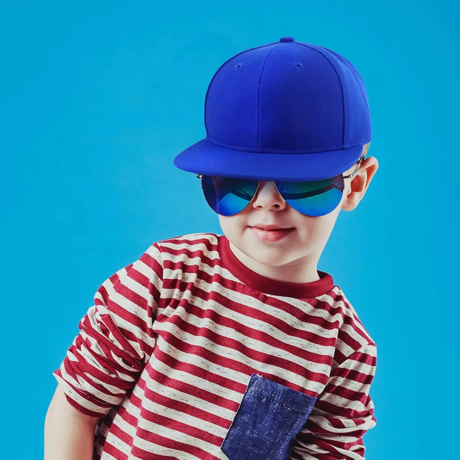 Trendy Apparel Shop Infant to Toddler Kid's Plain Structured Flatbill Snapback Cap
