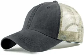 Vintage Washed Trucker Hat Distressed Adjustable Mesh Baseball Cap for Men Women Sun Hats Beach Outdoor Sports