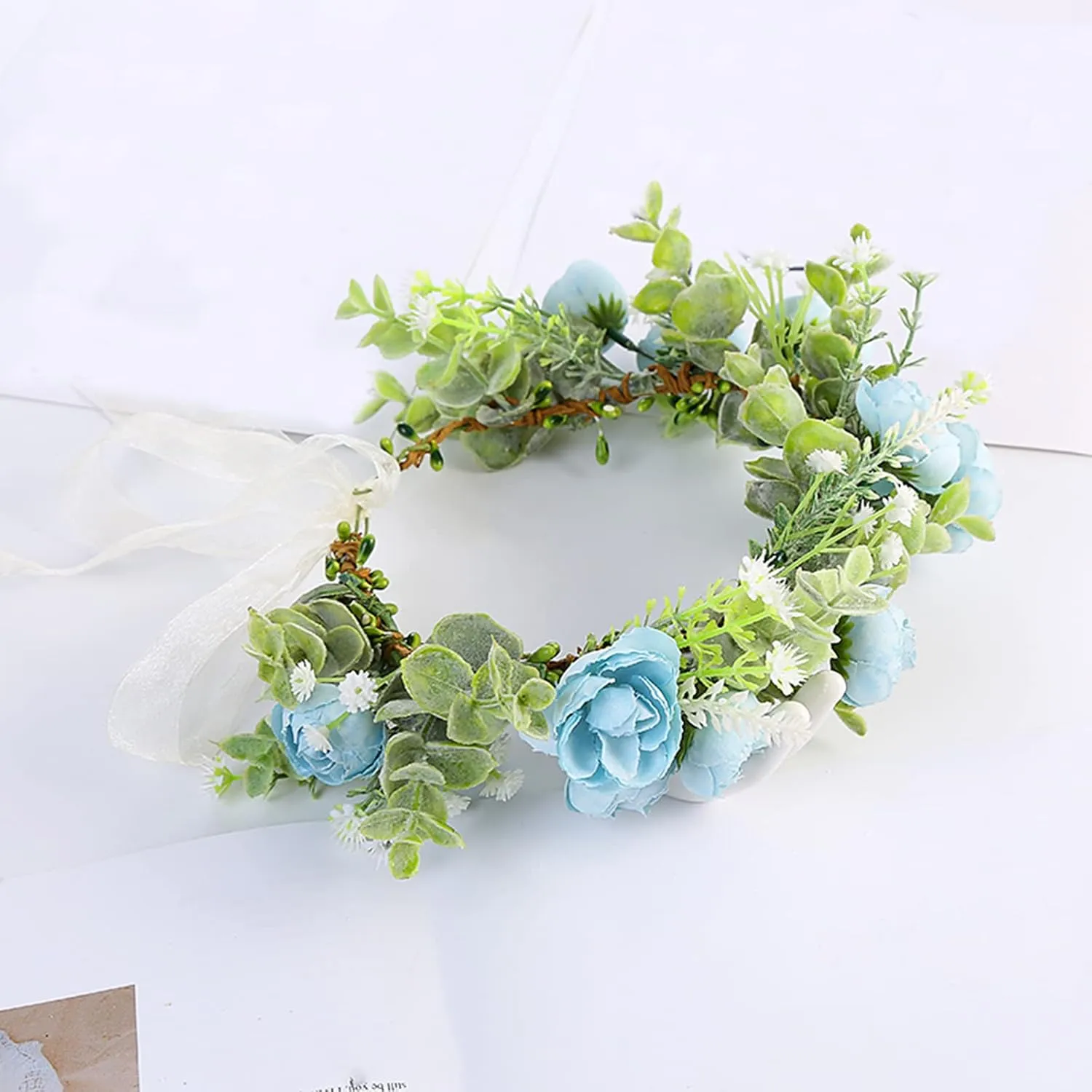 Vivivalue Floral Crown Flower Garland Headband Floral Headpiece Halo Wedding Party Photos