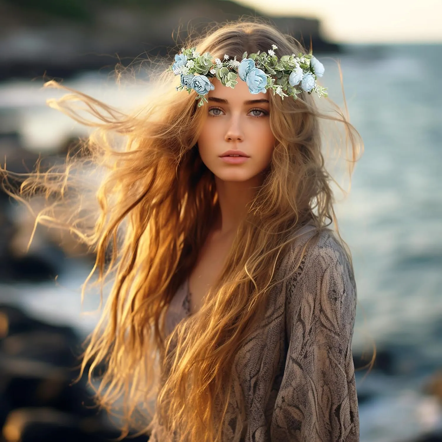 Vivivalue Floral Crown Flower Garland Headband Floral Headpiece Halo Wedding Party Photos
