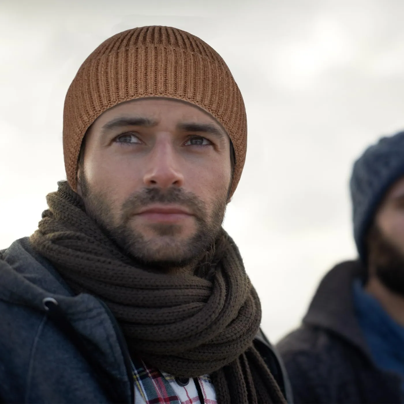 Wool Fisherman Beanie Hat Short Knit Cuff Beanies for Men Women