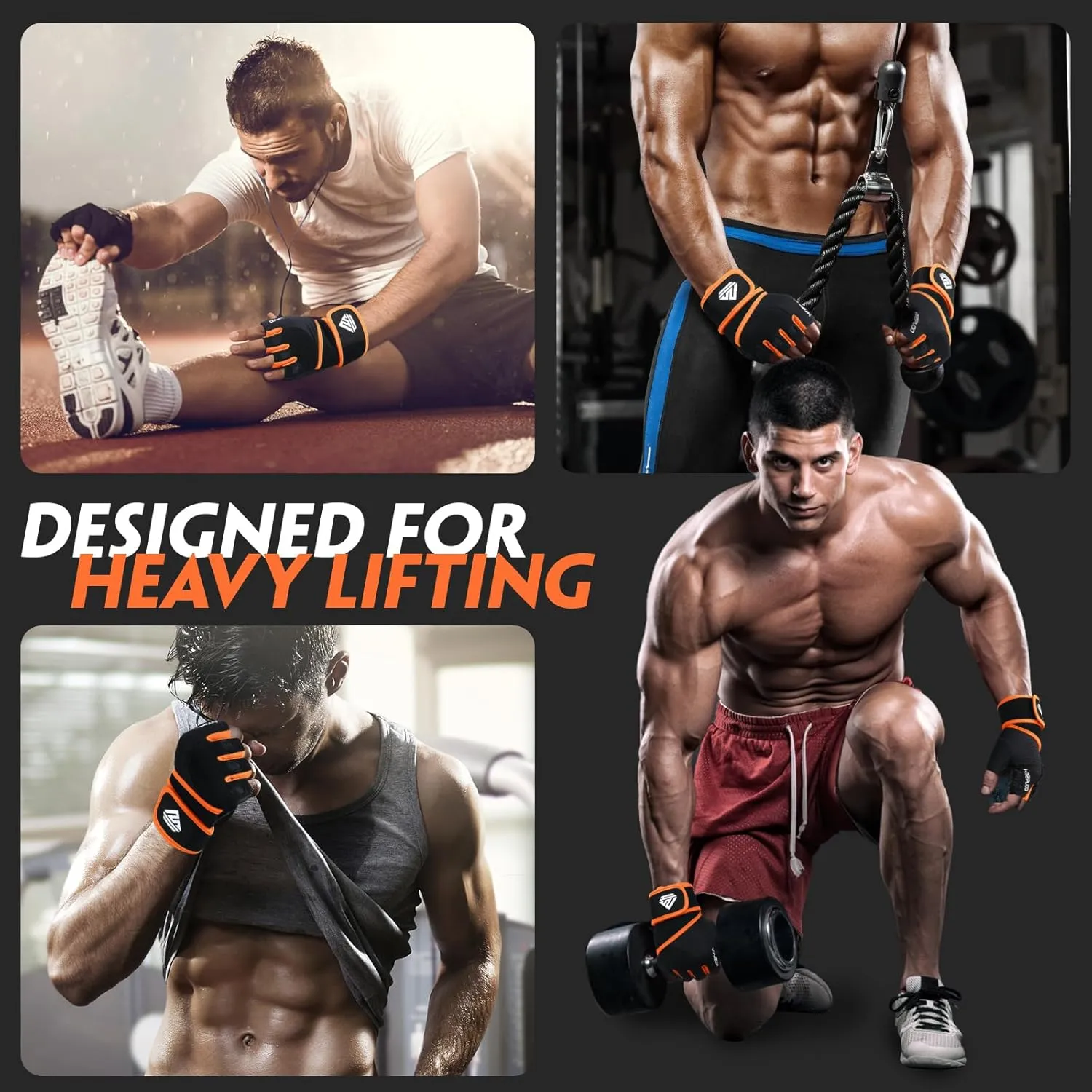 Workout Gloves Gym Gloves Weight Lifting Gloves for Men Women with Full Palm Pad,Strong Wrist Wraps Support,Enhanced Grip,for Fitness,Training,Weightlifting,Exercise